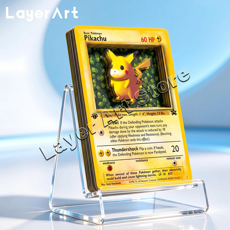 Vintage Pokemon Collectible - Karta 3D Pokemon z warstwowym efektem,
